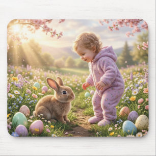 Tapis De Souris Lapin de Pâques mignon et enfant