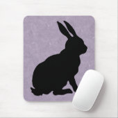 Tapis De Souris Lapin en silhouette noir assis sur marbré violet (Avec souris)