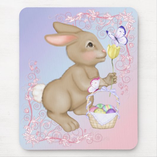 Tapis De Souris Lapin et panier de Pâques (Devant)