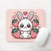 Tapis de souris lapin fraise Kawaii (Avec souris)