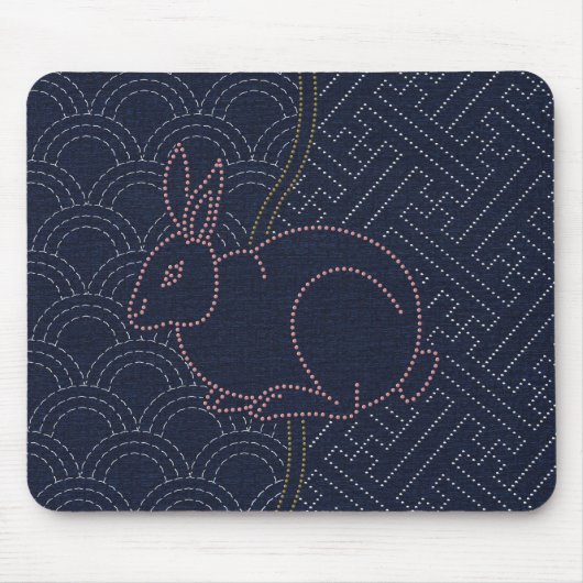Tapis De Souris lapin japonais sashiko 2 (Devant)