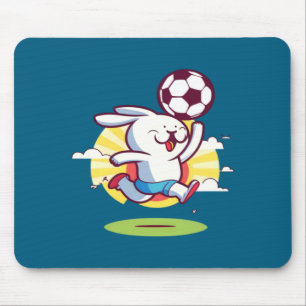 Tapis De Souris Lapin jouant au football de Pâques