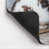 Tapis De Souris Lapin lapin Brown et blanc sur la ferme (Coin)