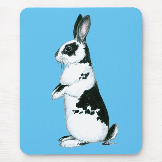 Tapis De Souris Lapin : Noir et Blanc (Devant)