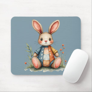 Tapis De Souris Lapin Patchwork Fantaisiste Cottagecore Bois
