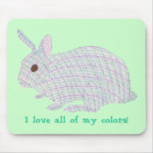 Tapis De Souris Lapin Plaid, j'aime toutes mes couleurs, mousepads