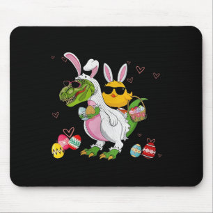 Tapis De Souris Lapin Poule à cheval sur un dinosaure T Rex Chasse