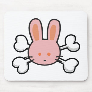 Tapis De Souris lapin rose Crâne et os croisés