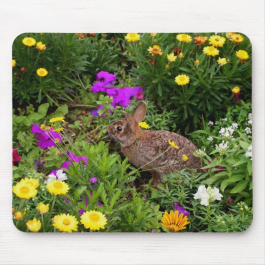 Tapis De Souris Lapin sauvage dans le jardin des fleurs (Devant)