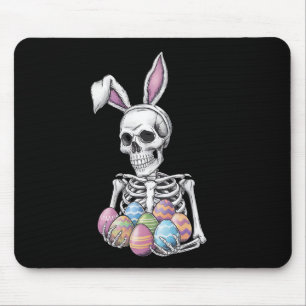 Tapis De Souris Lapin squelette tenant des œufs de Pâques Lapin dr