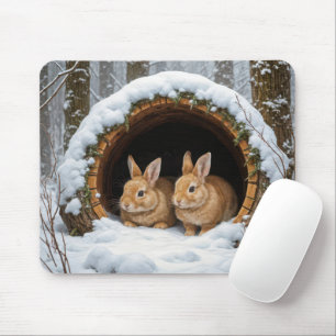 Tapis De Souris Lapins dans une bûche creuse