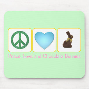 Tapis De Souris Lapins de chocolat d'amour de paix