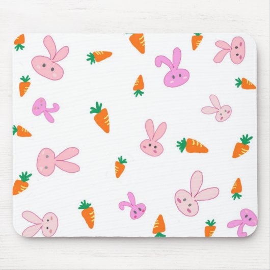 Tapis De Souris Lapins et carottes Mousepad de Handrawn (Devant)