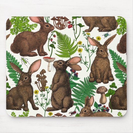 Tapis De Souris Lapins et flore boisée 4 (Devant)