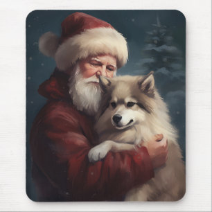 Tapis De Souris Lapphund finlandais Noël festif du Père Noël