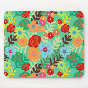 Tapis De Souris L'aquarelle colorée fleurit floral fin