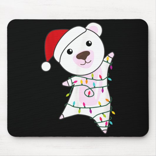 Tapis De Souris Lar Bear Christmas Santa Claus Lights Lar Bears (Devant)