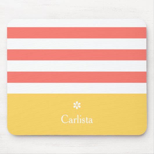 Tapis De Souris Large corail rayures horizontales Jaune Nom Faisy (Devant)