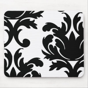 Tapis De Souris large et noir bold damask