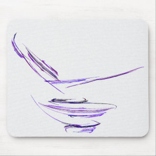 Tapis De Souris L'art Abstrait du bol de riz mauve