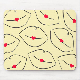 Tapis De Souris L'art en ligne minimaliste moderne Lèvres Jaune So