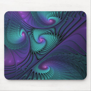 Tapis De Souris L'art fractal abstrait moderne violet rencontre le