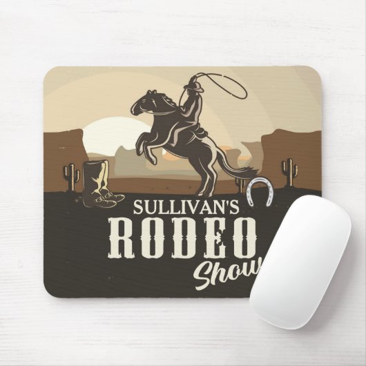 Tapis De Souris Lasso Roping Roundup ADD NAME Western Rodeo Show (Avec souris)