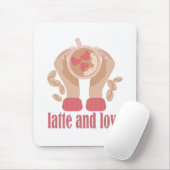 Tapis De Souris Latte et coupe d'amour, mains et citation de café (Avec souris)