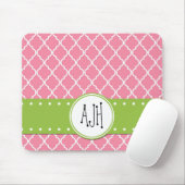 Tapis De Souris Latticwork rose, Quatrefoil, Trellis, Monogramme (Avec souris)