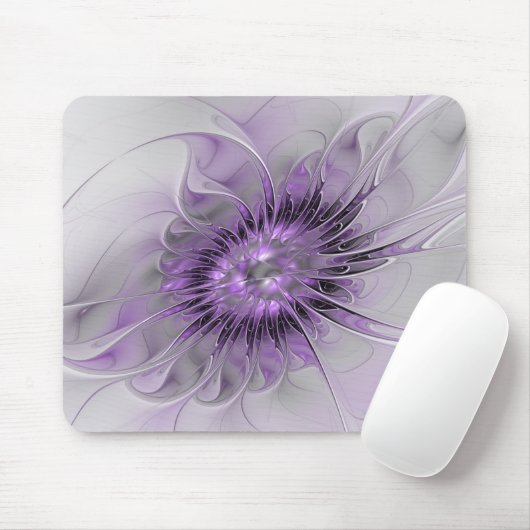 Tapis De Souris Lavande Fleur Dream Moderne Abstrait Fractal Art (Avec souris)