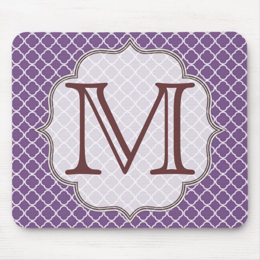 Tapis De Souris Lavande Quarterfoil Latti Monogramme Panier (Devant)