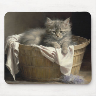 Tapis De Souris Lave-linge Ou Portrait De Kitten Gris En Temps De