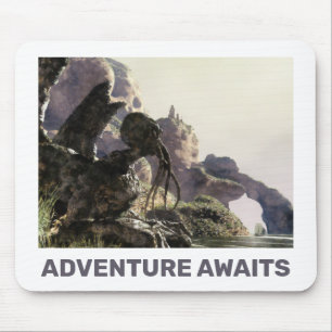 Tapis De Souris L'aventure attend. Paysage fantastique