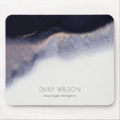 Tapis De Souris Laver à l'aquarelle noire de la marine Abstraite (Devant)