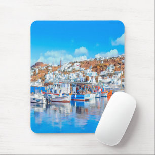 Tapis De Souris ldp MYKONOS - bateaux de pêche - port - panorama