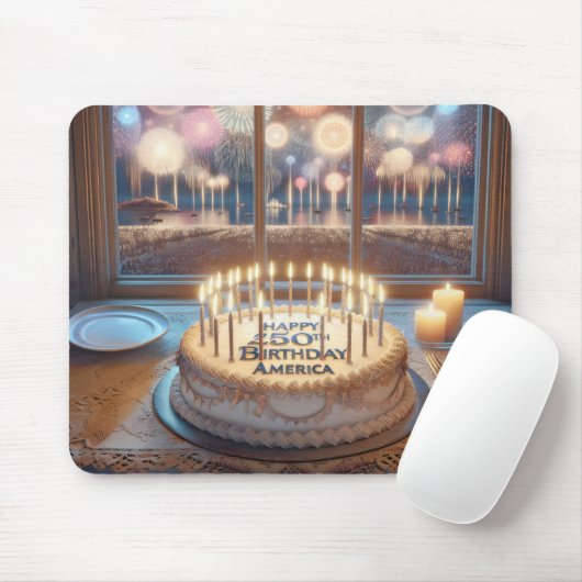 Tapis De Souris Le 250e joyeux gâteau d'anniversaire de l'Amérique (Avec souris)