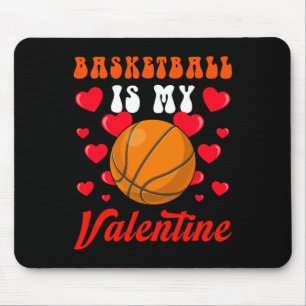Tapis De Souris Le Basket-Ball Est Mes Valentines Coeurs De Jour S