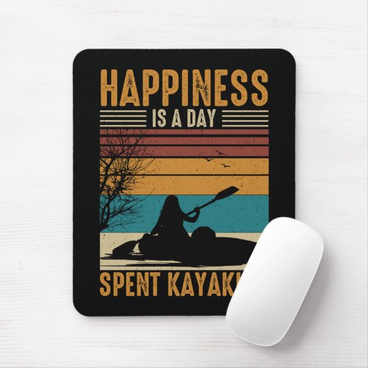 Tapis De Souris Le bonheur est une journée passée à Kayak (Avec souris)