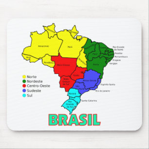Tapis De Souris Le Brésil. Régions en couleurs