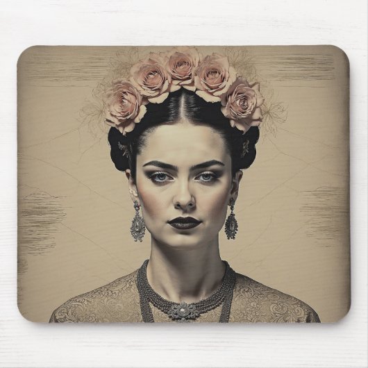 Tapis De Souris Le charme de Frida Kahlo : Double exposition Vinta (Devant)