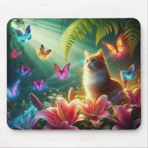 Tapis De Souris Le Chat Curieux & Ses Papillons