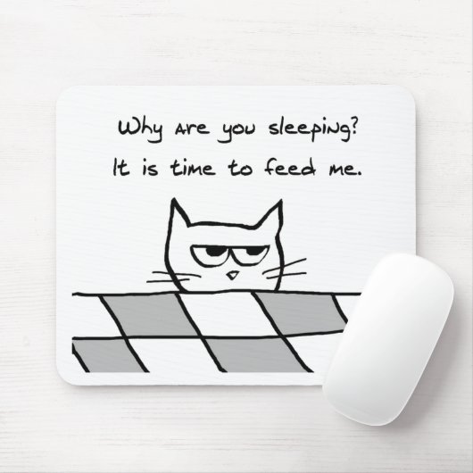 Tapis De Souris Le chat fâché vous veut hors du lit (Avec souris)