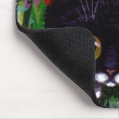 Tapis De Souris Le chat floral de smoking de noir d'art fleurit (Coin)