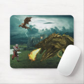 Tapis De Souris Le Chevalier médiéval du Dragon de Brûler (Avec souris)
