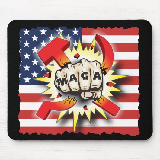 TAPIS DE SOURIS LE COMMUNISME MAGA SMASH FIST AMERICAN FIE (Devant)
