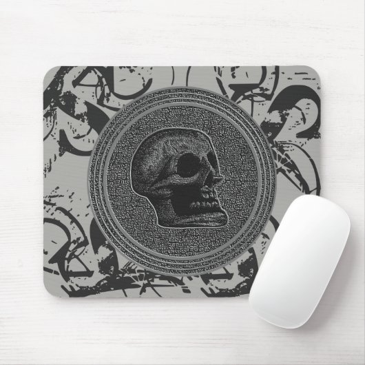 Tapis De Souris le crâne ! (Circle Design ) Gris 2018 sur pierre (Avec souris)