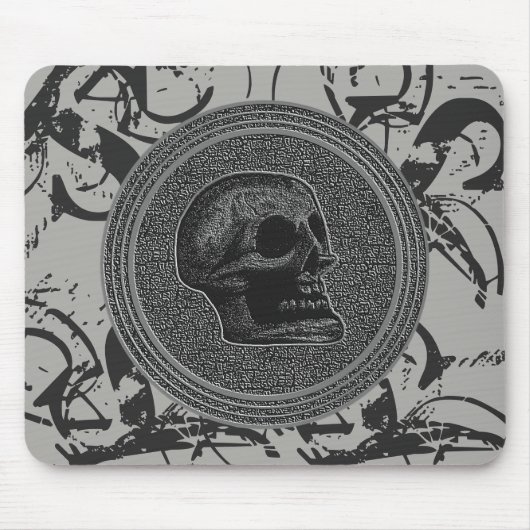 Tapis De Souris le crâne ! (Circle Design ) Gris 2018 sur pierre (Devant)