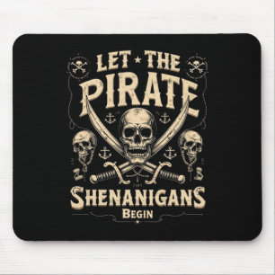 Tapis De Souris Le crâne d'Halloween laisse les shenanigans pirate