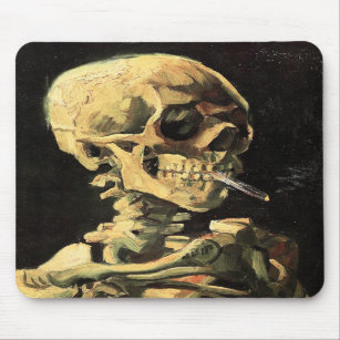 Tapis De Souris Le crâne Van Gogh avec la souris à cigarettes brûl