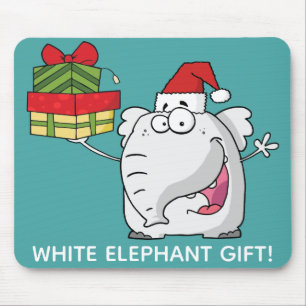 Tapis De Souris Le dessin de l'éléphant blanc Santa Hat